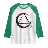 AA Sober Logo Symbol Serenity Recovery Raglan Shirt Japanese Brushstroke Circle