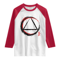 AA Sober Logo Symbol Serenity Recovery Raglan Shirt Japanese Brushstroke Circle