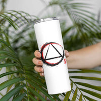 AA Sober Logo Symbol Serenity Recovery Skinny Tumbler Japanese Brushstroke Circle