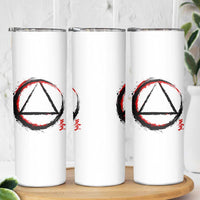 AA Sober Logo Symbol Serenity Recovery Skinny Tumbler Japanese Brushstroke Circle