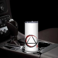 AA Sober Logo Symbol Serenity Recovery Skinny Tumbler Japanese Brushstroke Circle