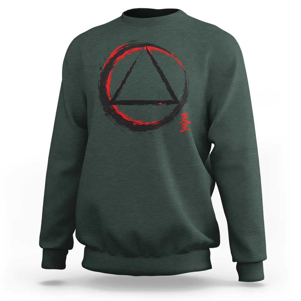 AA Sober Logo Symbol Serenity Recovery Sweatshirt Japanese Brushstroke Circle