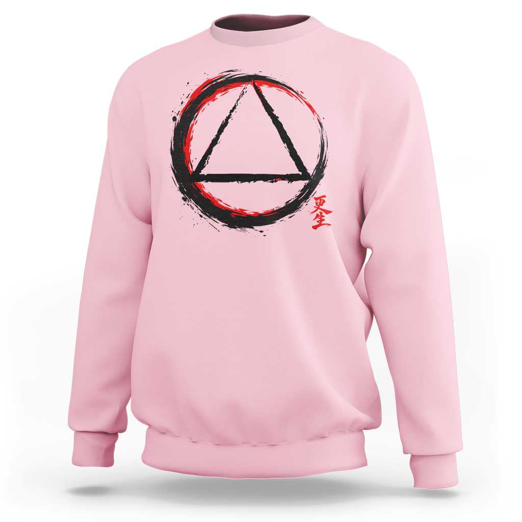 AA Sober Logo Symbol Serenity Recovery Sweatshirt Japanese Brushstroke Circle