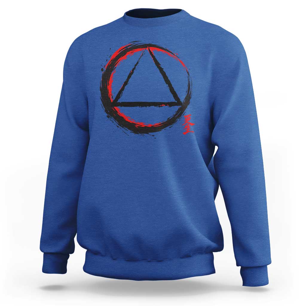 AA Sober Logo Symbol Serenity Recovery Sweatshirt Japanese Brushstroke Circle