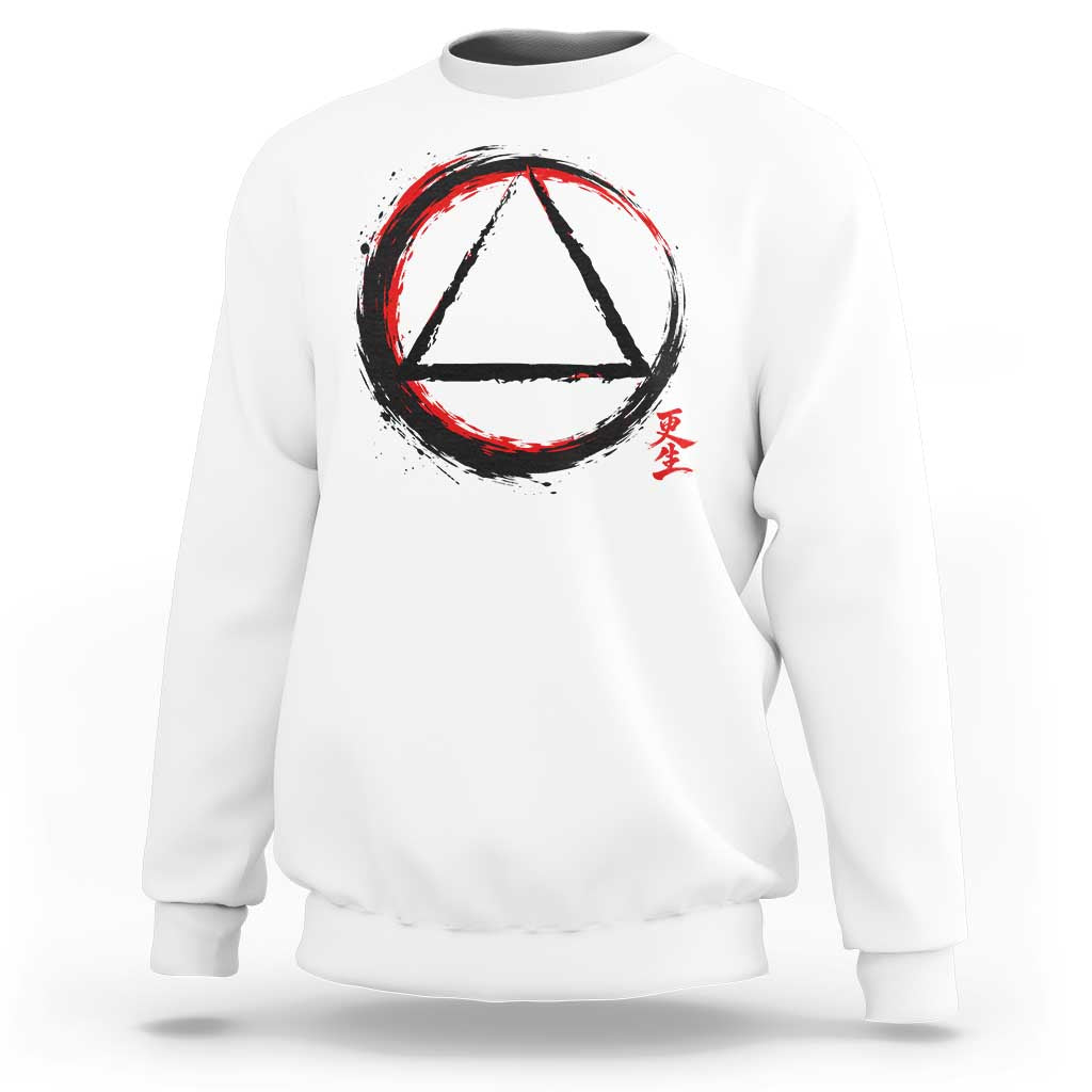 AA Sober Logo Symbol Serenity Recovery Sweatshirt Japanese Brushstroke Circle
