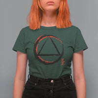 AA Sober Logo Symbol Serenity Recovery T Shirt For Women Japanese Brushstroke Circle