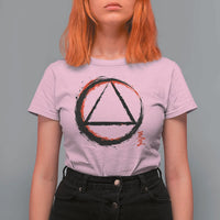 AA Sober Logo Symbol Serenity Recovery T Shirt For Women Japanese Brushstroke Circle