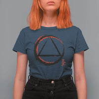AA Sober Logo Symbol Serenity Recovery T Shirt For Women Japanese Brushstroke Circle