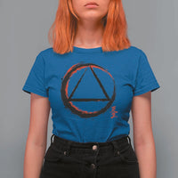 AA Sober Logo Symbol Serenity Recovery T Shirt For Women Japanese Brushstroke Circle