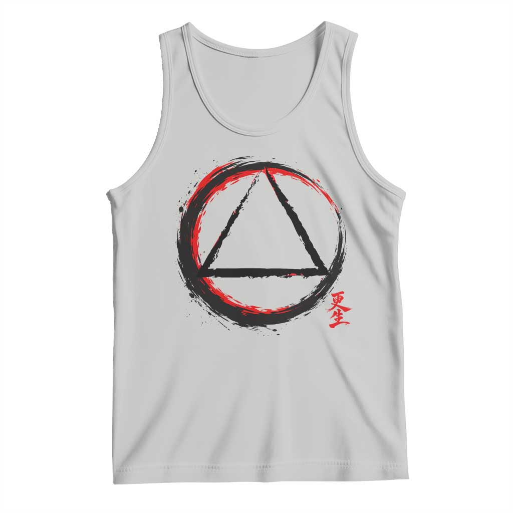 AA Sober Logo Symbol Serenity Recovery Tank Top Japanese Brushstroke Circle