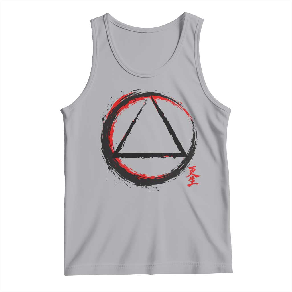 AA Sober Logo Symbol Serenity Recovery Tank Top Japanese Brushstroke Circle