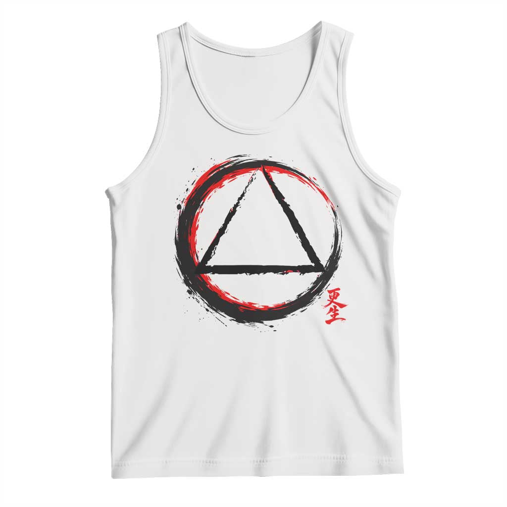 AA Sober Logo Symbol Serenity Recovery Tank Top Japanese Brushstroke Circle