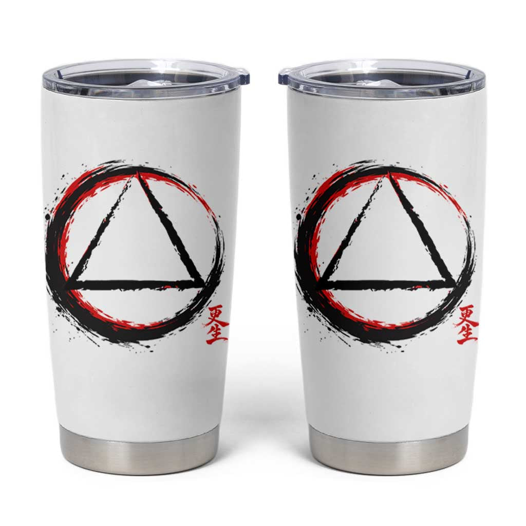 AA Sober Logo Symbol Serenity Recovery Tumbler Cup Japanese Brushstroke Circle