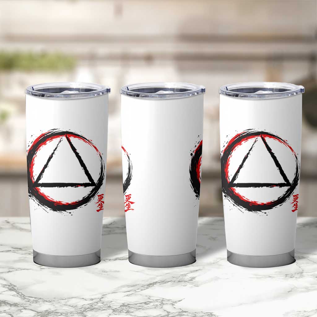 AA Sober Logo Symbol Serenity Recovery Tumbler Cup Japanese Brushstroke Circle