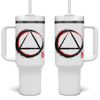 AA Sober Logo Symbol Serenity Recovery Tumbler With Handle Japanese Brushstroke Circle