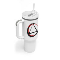 AA Sober Logo Symbol Serenity Recovery Tumbler With Handle Japanese Brushstroke Circle