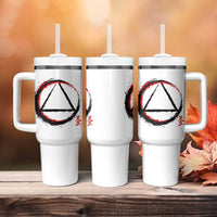 AA Sober Logo Symbol Serenity Recovery Tumbler With Handle Japanese Brushstroke Circle
