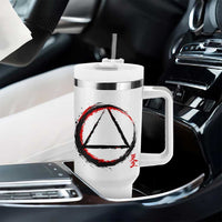 AA Sober Logo Symbol Serenity Recovery Tumbler With Handle Japanese Brushstroke Circle