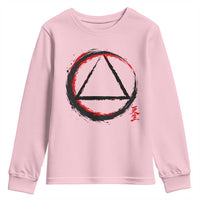 AA Sober Logo Symbol Serenity Recovery Youth Sweatshirt Japanese Brushstroke Circle