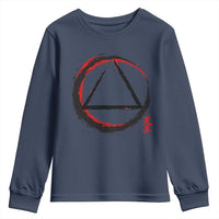 AA Sober Logo Symbol Serenity Recovery Youth Sweatshirt Japanese Brushstroke Circle