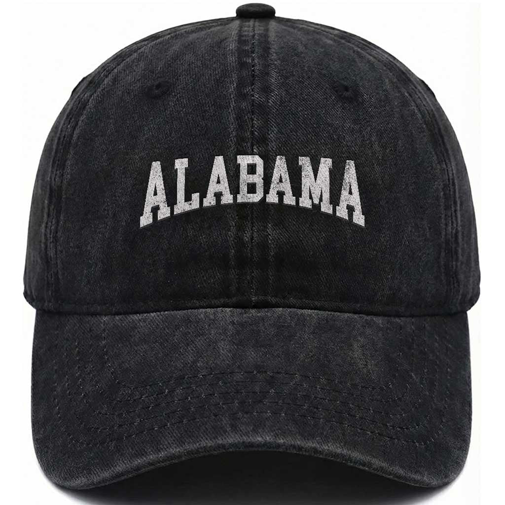 Alabama Fan Washed Cotton Baseball Cap Vintage Bold Sport State Letters AL Game Day