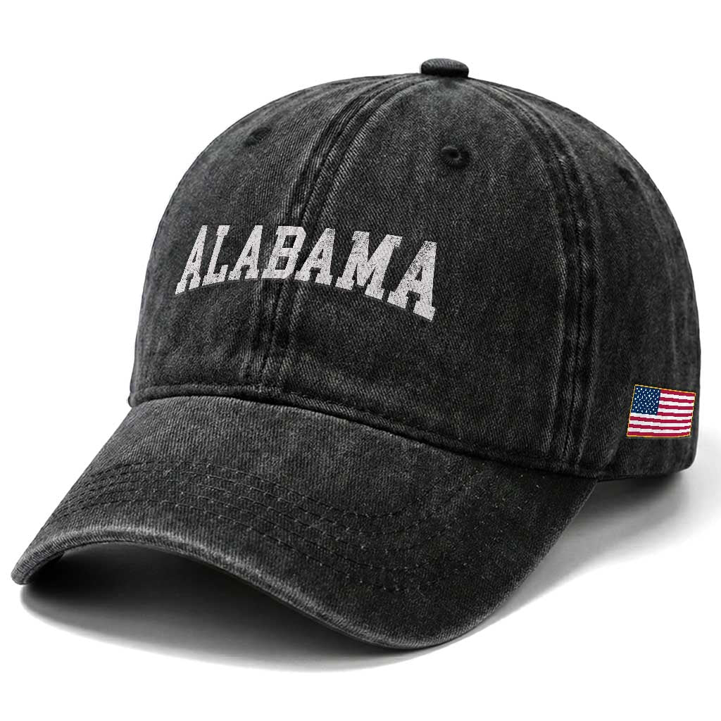 Alabama Fan Washed Cotton Baseball Cap Vintage Bold Sport State Letters AL Game Day