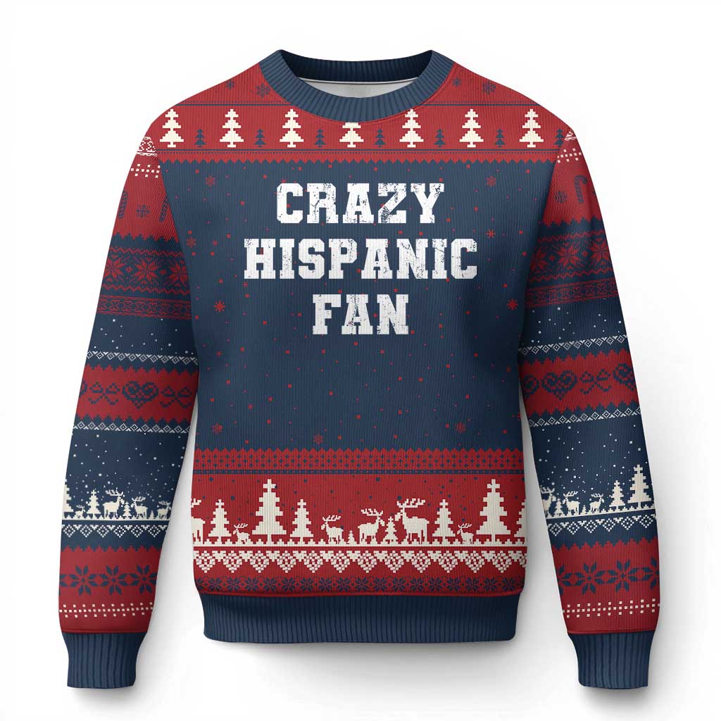 Crazy Hispanic Fan Ugly Christmas Sweater Funny Basketball Latino Pride