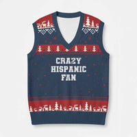 Crazy Hispanic Fan V-Neck Knit Sweater Vest Funny Basketball Latino Pride