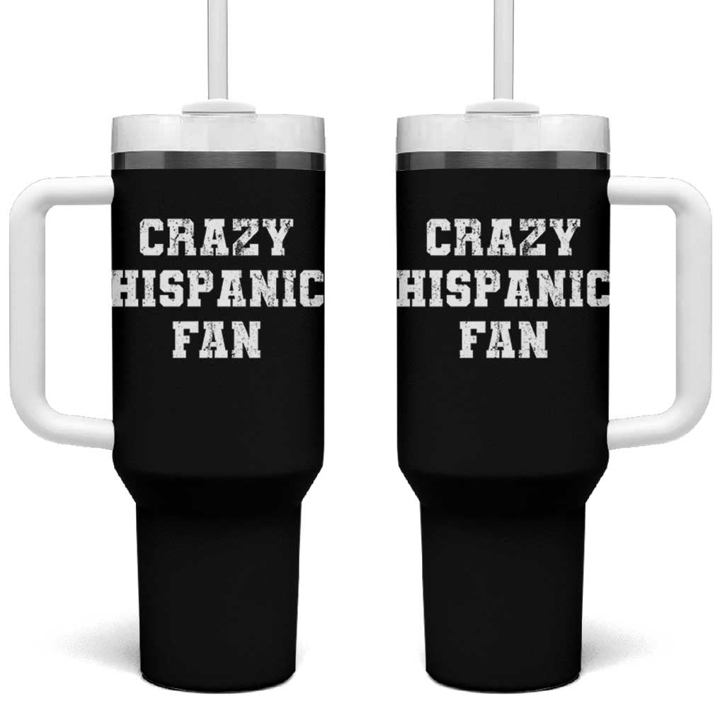Crazy Hispanic Fan Tumbler With Handle Funny Basketball Latino Pride