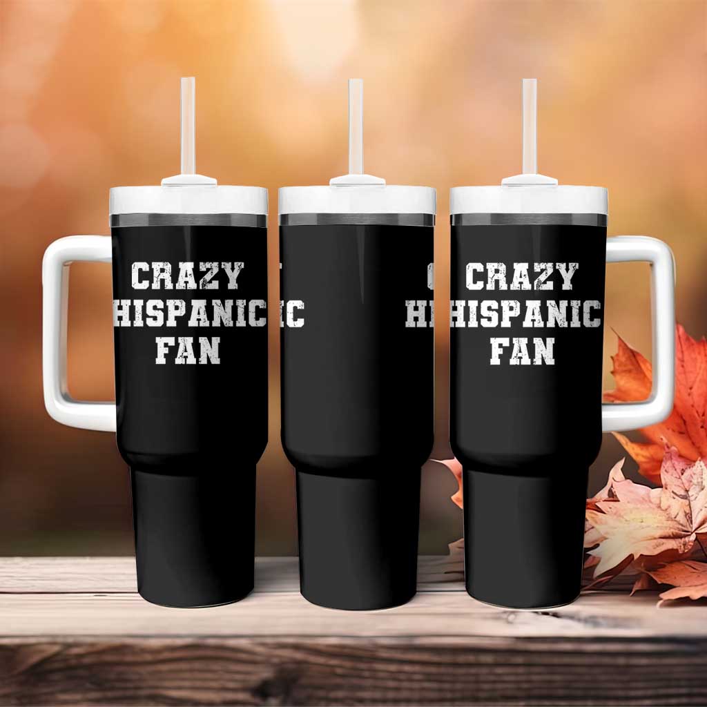 Crazy Hispanic Fan Tumbler With Handle Funny Basketball Latino Pride