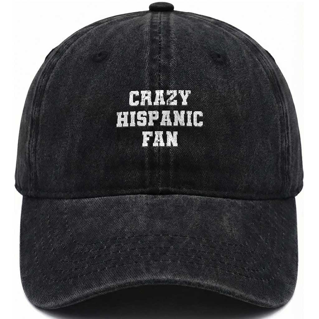 Crazy Hispanic Fan Washed Cotton Baseball Cap Funny Basketball Latino Pride