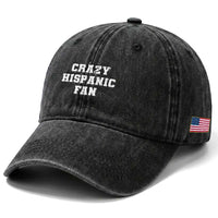 Crazy Hispanic Fan Washed Cotton Baseball Cap Funny Basketball Latino Pride