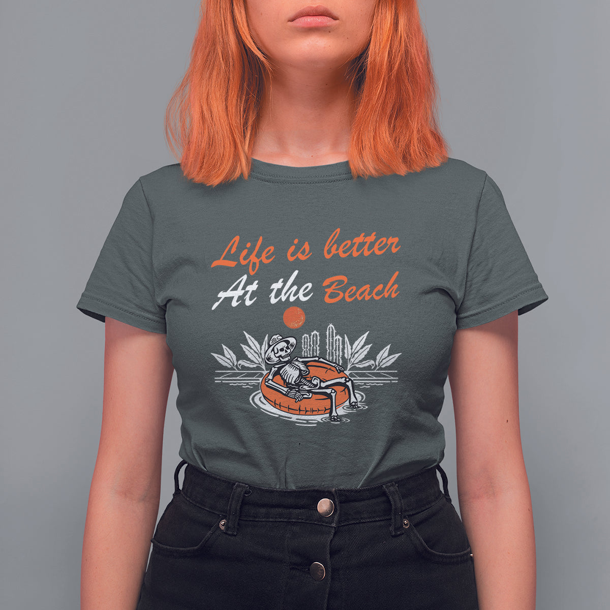 Summer Vacation T Shirt For Women Life Is Better At The Beach Funny Skeleton - Wonder Print Shop