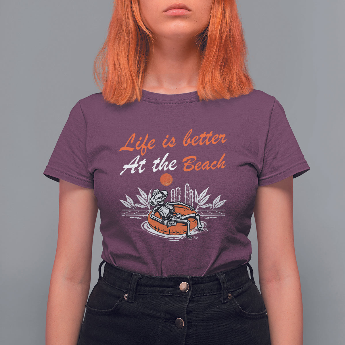 Summer Vacation T Shirt For Women Life Is Better At The Beach Funny Skeleton - Wonder Print Shop