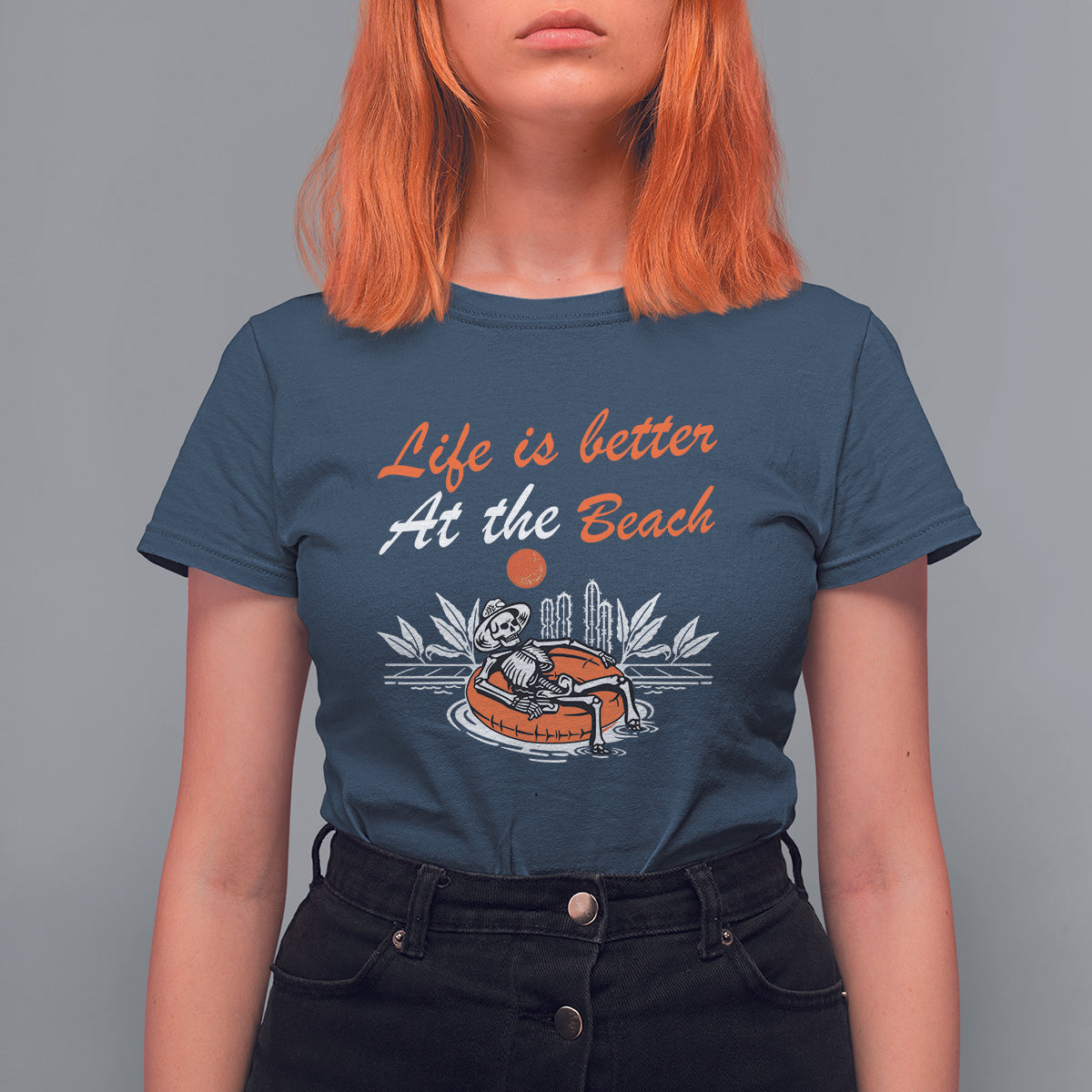 Summer Vacation T Shirt For Women Life Is Better At The Beach Funny Skeleton - Wonder Print Shop