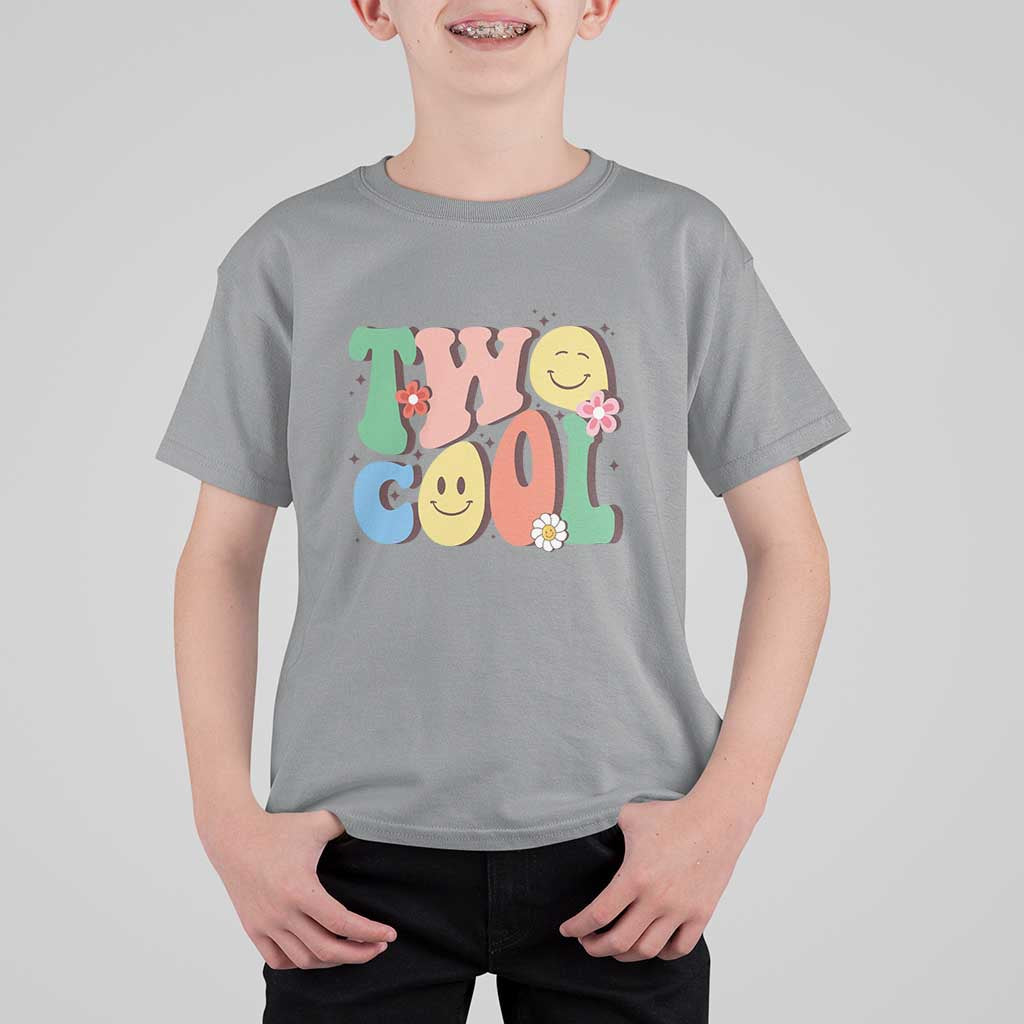 Second Birthday T Shirt For Kid Two Cool Gift 2 Years Old Retro Groovy - Wonder Print Shop