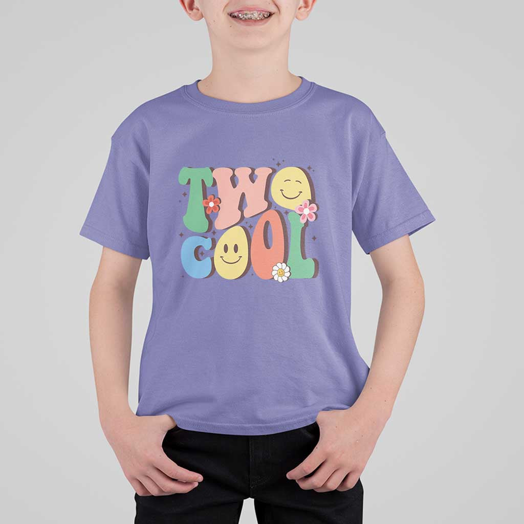 Second Birthday T Shirt For Kid Two Cool Gift 2 Years Old Retro Groovy - Wonder Print Shop
