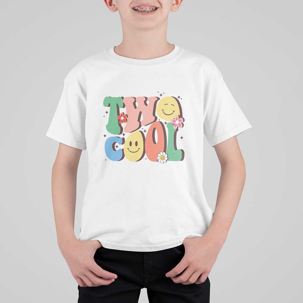 Second Birthday T Shirt For Kid Two Cool Gift 2 Years Old Retro Groovy - Wonder Print Shop