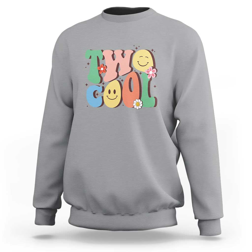 Second Birthday Sweatshirt Two Cool Gift 2 Years Old Retro Groovy - Wonder Print Shop