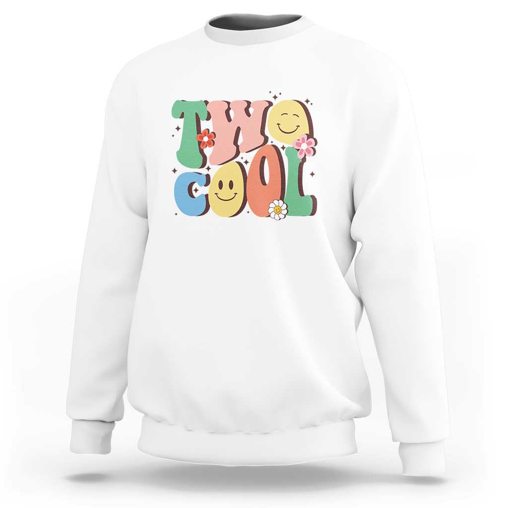 Second Birthday Sweatshirt Two Cool Gift 2 Years Old Retro Groovy - Wonder Print Shop