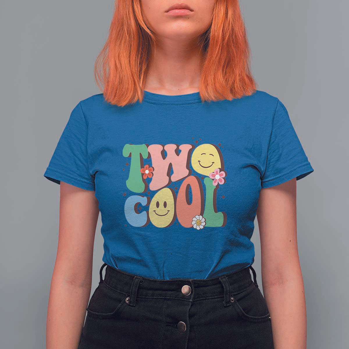 Second Birthday T Shirt For Women Two Cool Gift 2 Years Old Retro Groovy - Wonder Print Shop