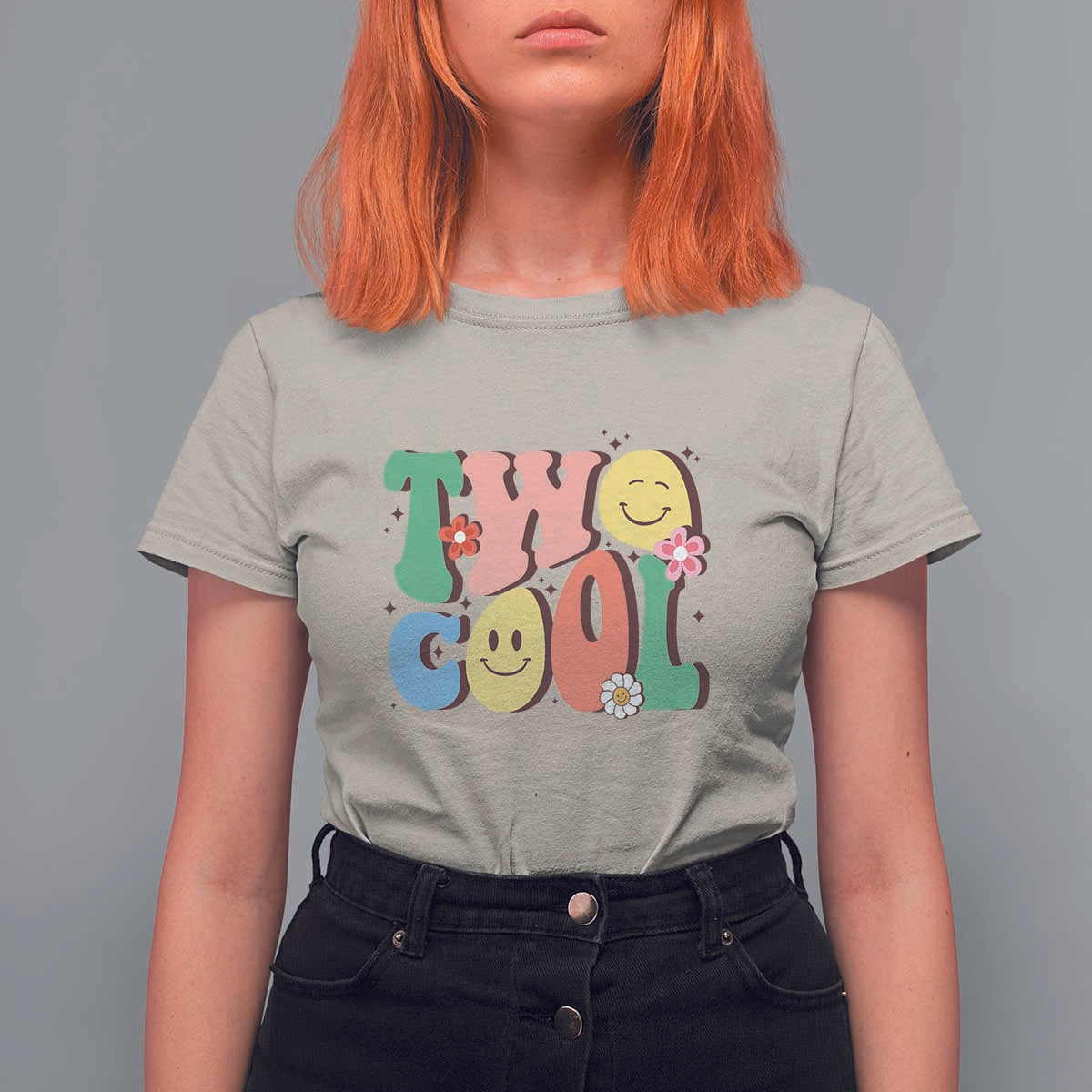 Second Birthday T Shirt For Women Two Cool Gift 2 Years Old Retro Groovy - Wonder Print Shop