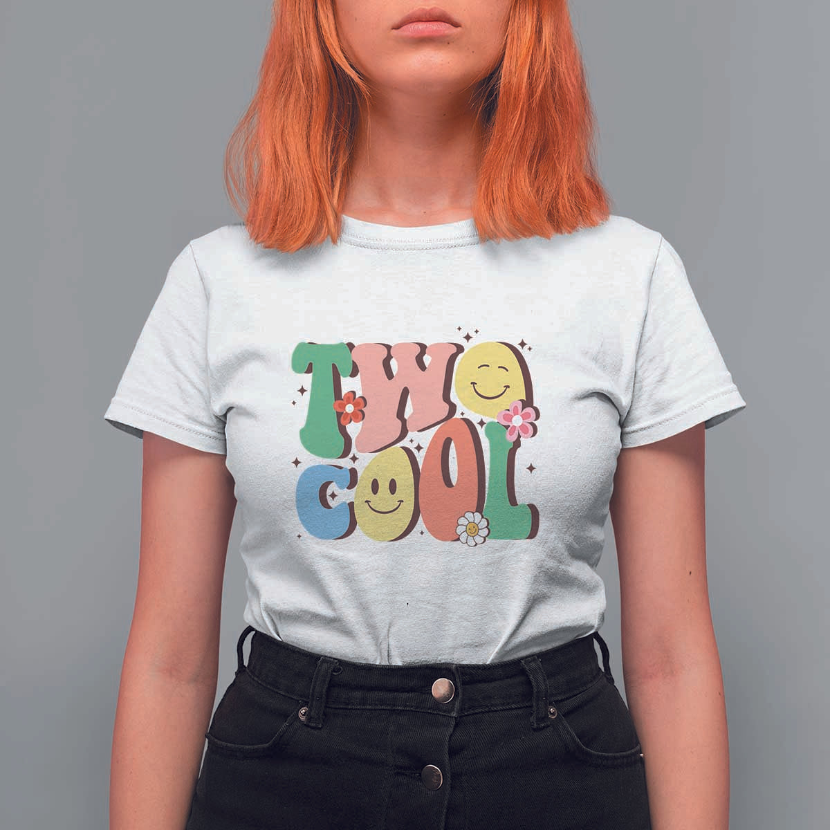 Second Birthday T Shirt For Women Two Cool Gift 2 Years Old Retro Groovy - Wonder Print Shop