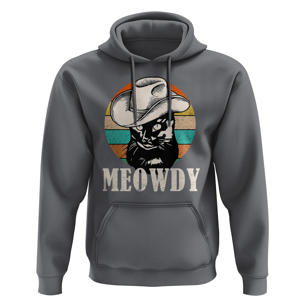Cat Lover Hoodie Meowdy Funny Howdy Retro Vintage Cowboy Hat - Wonder Print Shop