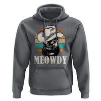 Cat Lover Hoodie Meowdy Funny Howdy Retro Vintage Cowboy Hat - Wonder Print Shop