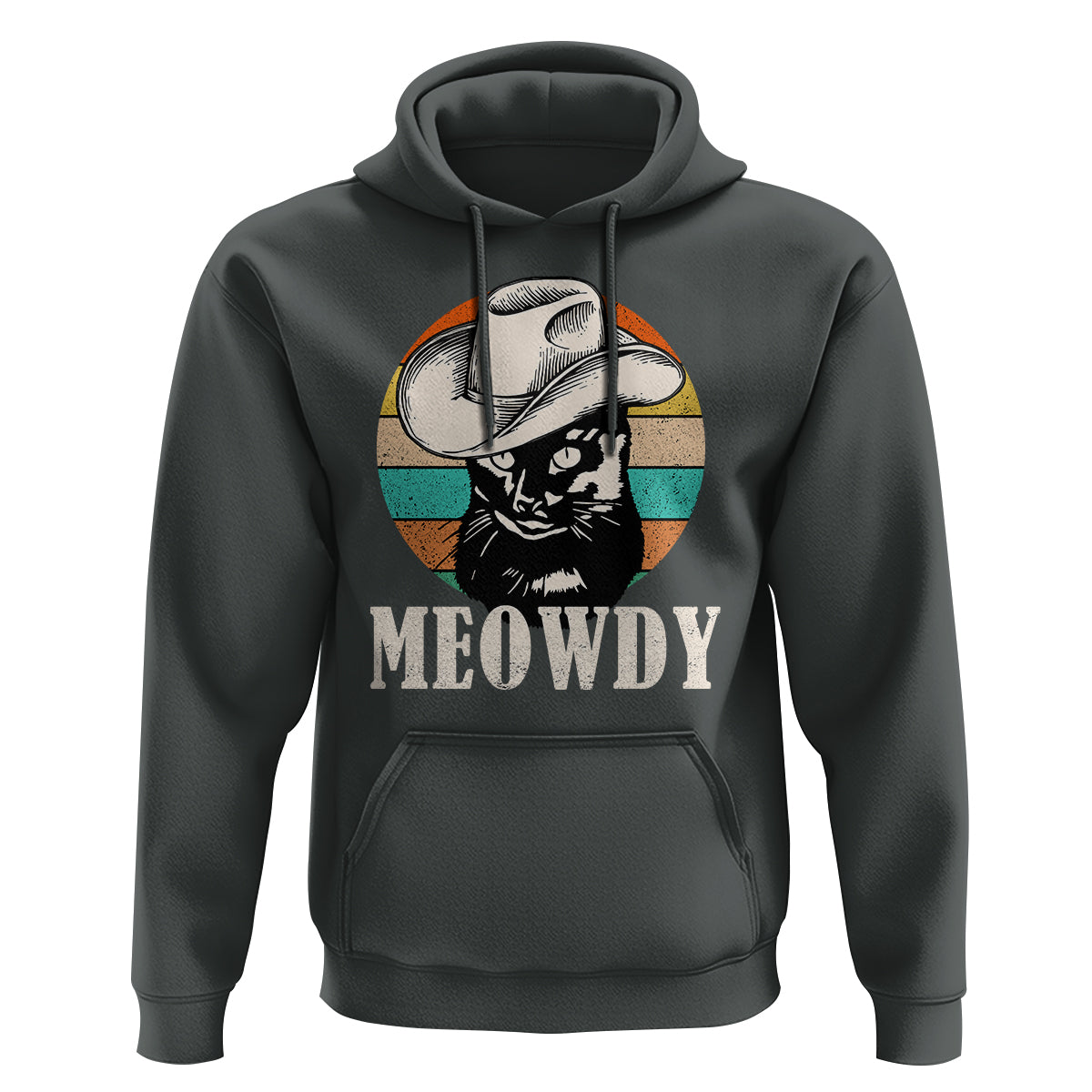 Cat Lover Hoodie Meowdy Funny Howdy Retro Vintage Cowboy Hat - Wonder Print Shop