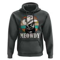 Cat Lover Hoodie Meowdy Funny Howdy Retro Vintage Cowboy Hat - Wonder Print Shop