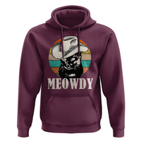 Cat Lover Hoodie Meowdy Funny Howdy Retro Vintage Cowboy Hat - Wonder Print Shop