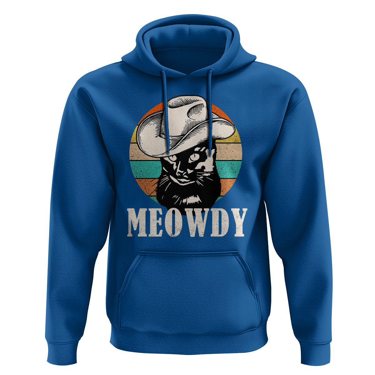Cat Lover Hoodie Meowdy Funny Howdy Retro Vintage Cowboy Hat - Wonder Print Shop