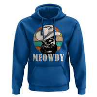 Cat Lover Hoodie Meowdy Funny Howdy Retro Vintage Cowboy Hat - Wonder Print Shop